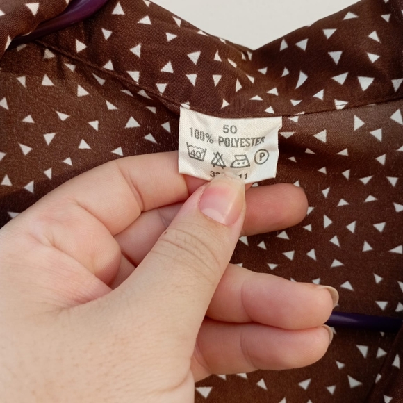 Brown Satin Oversized Plus Shirt - Picture 3 of 13